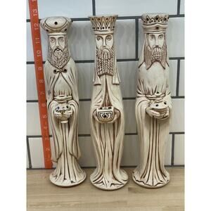 JEWELED Vintage 3 Wise Men 13” TALL Ceramic Christmas Decor Nativity‎ RARE
